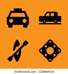 sky, kayaker and auto icons set. Vector illustration for web and design