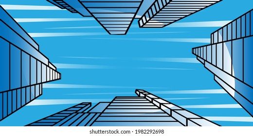 sky landscape with building in flat style. vector eps