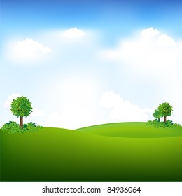 Sky And Landscape, Vector Illustration