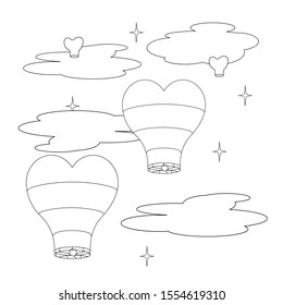 Sky lantern coloring page vector illustration for kids