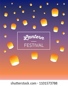 Sky Lantern Festival, Chinese, Thai and Japanese flying lanterns. Poster and banner design