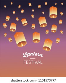 Sky Lantern Festival, Chinese, Thai and Japanese flying lanterns. Poster and banner design