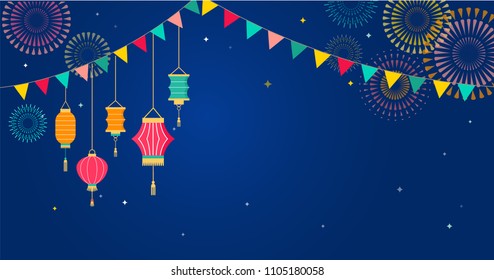Sky Lantern Festival, Chinese, Thai and Japanese flying lanterns. Poster and banner design