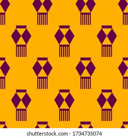 Sky lantern and hanging paper lantern seamless pattern for indian holiday Diwali or chinese new year in flat modern abstract style