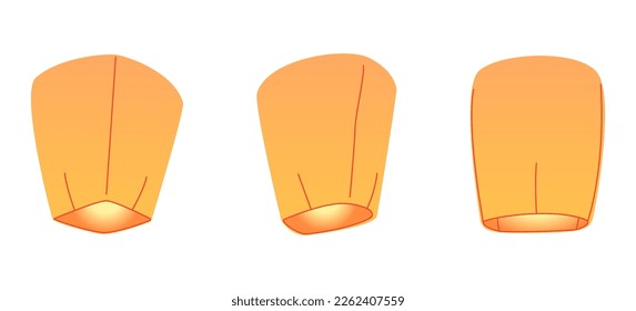 Sky lantern icon in cartoon style isolated on white background. Light source symbol stock vector illustration