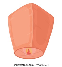 Sky lantern icon in cartoon style isolated on white background. Light source symbol stock vector illustration