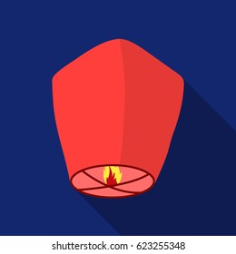 Sky lantern icon in flat style isolated on white background. Light source symbol stock vector illustration