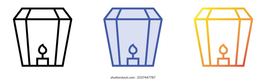 Icono de la linterna del cielo. Lineal, relleno azul y diseño de estilo degradado aislado sobre fondo blanco
