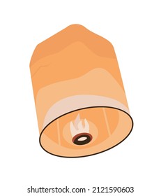 Sky lantern semi flat color vector object. Full sized item on white. Item for festival and celebration. Flying candle light simple cartoon style illustration for web graphic design and animation