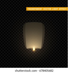 Sky lanterns multicolored isolated on transparency background. Set of Chinese lanterns