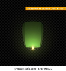 Sky lanterns multicolored isolated on transparency background. Set of Chinese lanterns