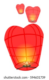 sky lanterns on a white background. illustration. use a smart phone, website, printing, decorating etc .