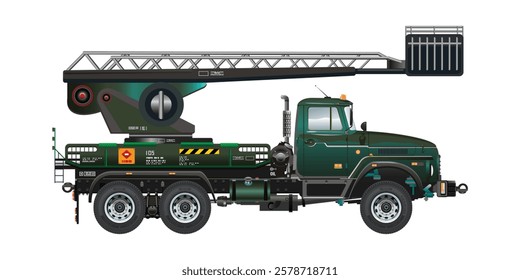 Sky lift elevator truck peron vehicle 3D vector illustration