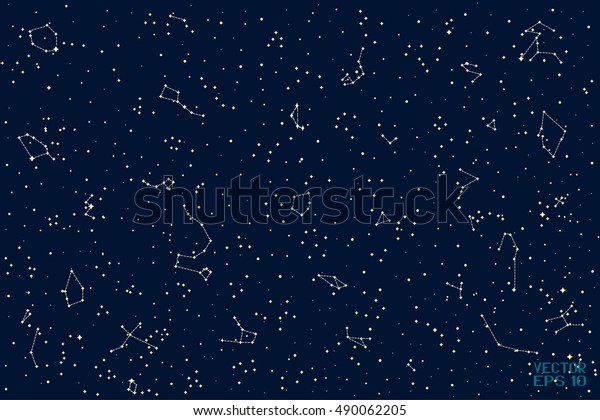 半球の空の地図 夜の暗い背景に星座 ベクターイラスト のベクター画像素材 ロイヤリティフリー 490062205