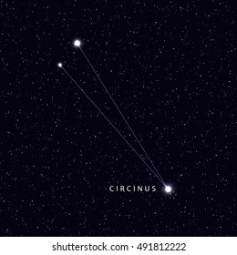 Sky Map with the name of the stars and constellations. Astronomical symbol constellation Circinus