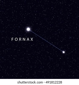 Sky Map with the name of the stars and constellations. Astronomical symbol constellation fornax
