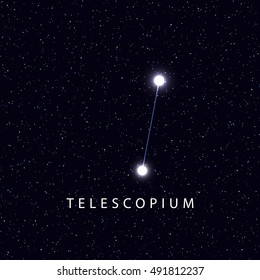 Sky Map with the name of the stars and constellations. Astronomical symbol constellation Telescopium