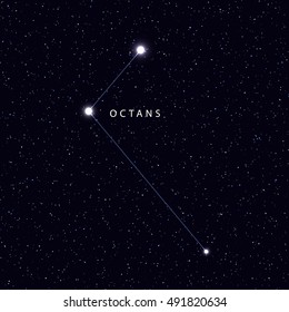 Sky Map with the name of the stars and constellations. Astronomical symbol constellation Octans