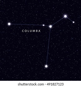 Sky Map with the name of the stars and constellations. Astronomical symbol constellation columba