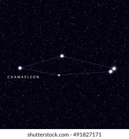 Sky Map with the name of the stars and constellations. Astronomical symbol constellation Chamaeleon