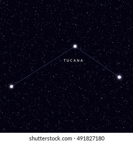 Sky Map with the name of the stars and constellations. Astronomical symbol constellation Tucana