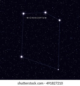 Sky Map with the name of the stars and constellations. Astronomical symbol constellation Microscopium