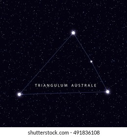 Sky Map with the name of the stars and constellations. Astronomical symbol constellation Triangulum Australe