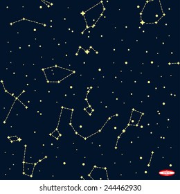 sky map of northern hemisphere on dark background vector