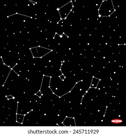 sky map of northern hemisphere on dark background vector