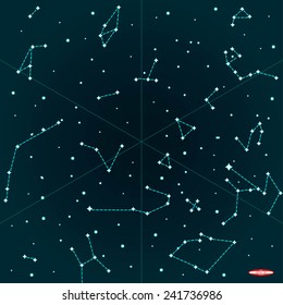 Sky Map Of Southern Hemisphere On Dark Background Vector