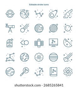 Sky Map stroke icon. Sky Map line icon set. editable stroke icon pack