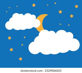 Sky Moon Cloud Star Blue 