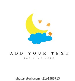 Sky with moon clouds and stars logo illustration vector art