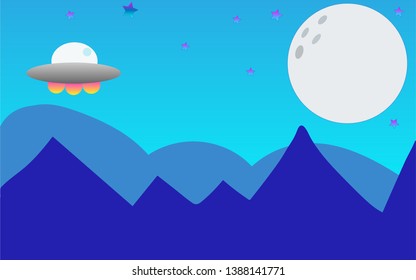 sky moon Spacecraft Mountain star