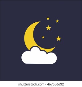 Sky with moon, stars and cloud