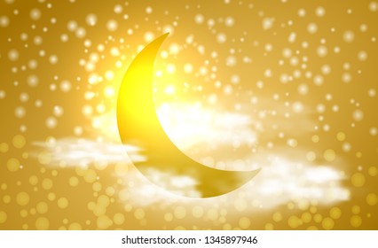 Sky with the moon and stars. Mystical vector illustration. Night background.