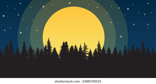 sky with moon and stars, night sky with stars and moon. paper art style. Dreamy background with moon stars and clouds, abstract fantasy background. Half moon, stars and clouds on the dark night sky