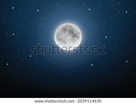 ์์Night sky with Moon and stars.Graphic vector