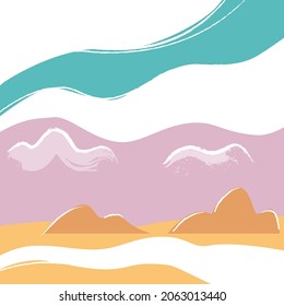 Sky Mountain Landscape. Vector Illustration of Nature Background.