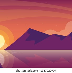 sky and mountains sunset beautiful scene