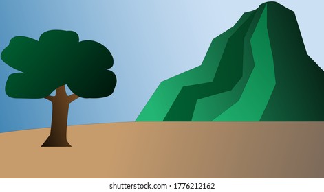 Sky, mountains, trees. Used for illustrations and backgrounds.Eps 10 vector