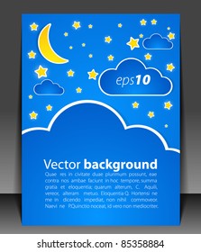 Sky at night. Blank with clouds and stars