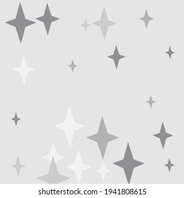 Sky Night White Magic Gray Composition. Christmas Stars Silver Dark Monochrome Pattern. New Year Black Cozy Four-pointed Holiday Design Pic. Winter Chaotic Grey Print Mystery Background.