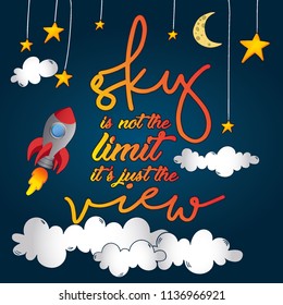 Sky Not Limit Motivational Quote Illustration Stock Vector (Royalty ...