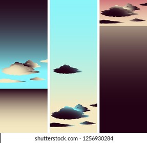 sky ocean clouds bookmarks set in blue brown shades