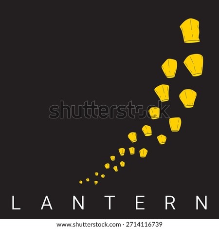Sky paper fabric lantern object vector illustration with black background.