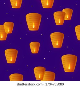 Patrones de papel en el cielo estrellado nocturno sin soldadura