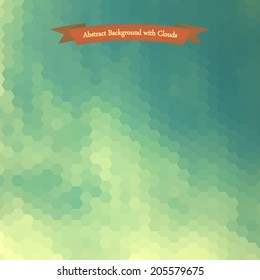 Sky pattern in pixel style. Editable vector background of white cloud detail in a blue sky. Vintage background.