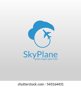 Sky plane. Plane logo template 