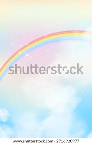Sky Rainbow Background With Abstract Vector Design, Summer Baby Nature Art For Easter Illustration, Spring Landscape With Light Clouds, Cartoon Sun For Children, Cloud Beauty In Blue Color Wallpaper